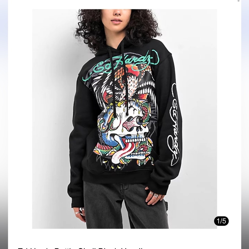 🖤SOLD🖤Ed Hardy Battle skull black pullover hoodie